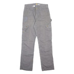 CARHARTT Mens Cotton Grey Relaxed Leg Trousers W30 L32 Durable Workwear Zip