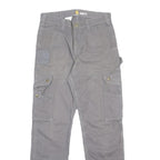 CARHARTT Mens Cotton Grey Relaxed Leg Trousers W30 L32 Durable Workwear Zip