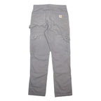 CARHARTT Mens Cotton Grey Relaxed Leg Trousers W30 L32 Durable Workwear Zip
