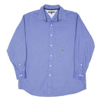 TOMMY HILFIGER Mens Blue Shirt L Classic Cotton Blend Long Sleeve Button Collar