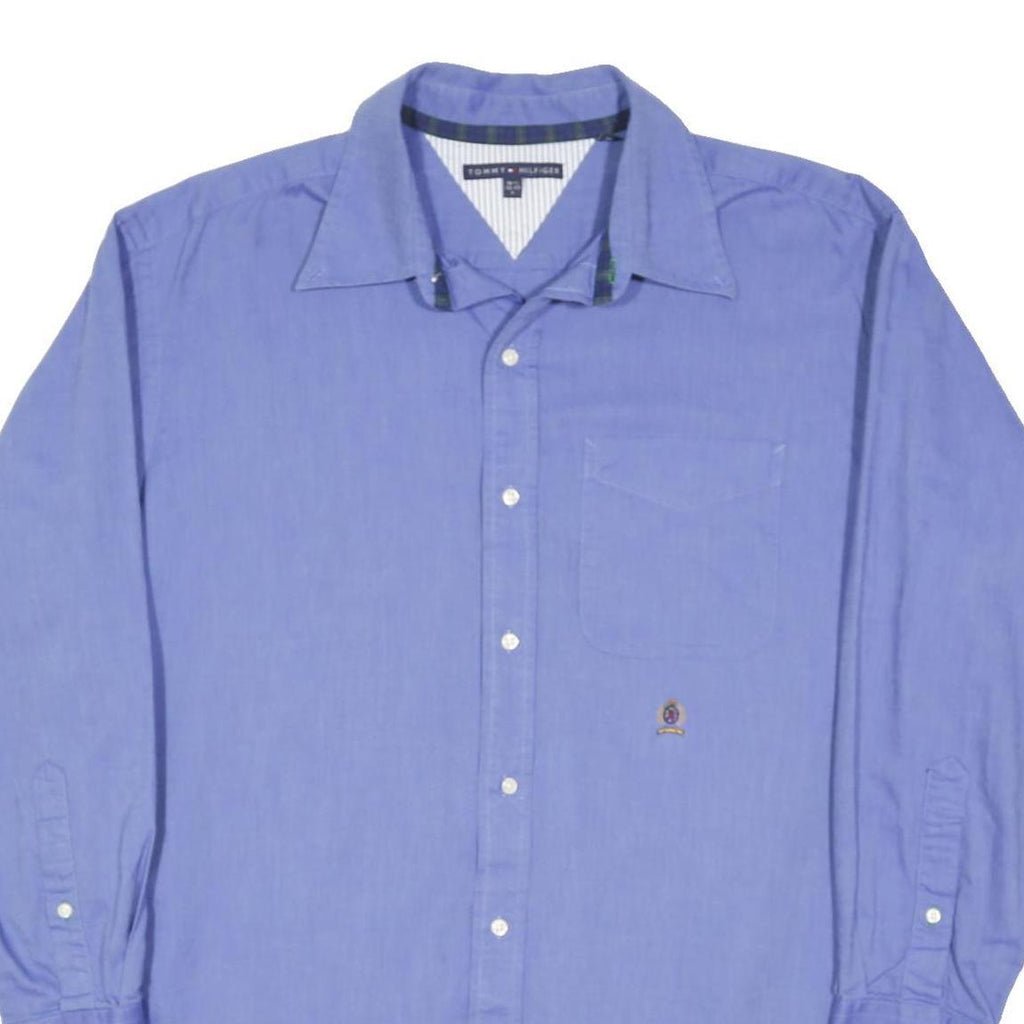 TOMMY HILFIGER Mens Blue Shirt L Classic Cotton Blend Long Sleeve Button Collar