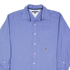 TOMMY HILFIGER Mens Blue Shirt L Classic Cotton Blend Long Sleeve Button Collar
