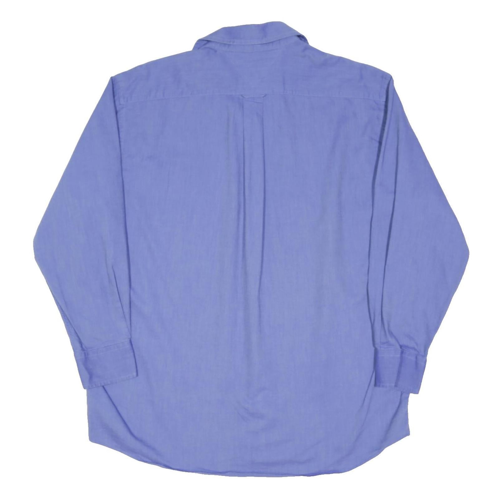TOMMY HILFIGER Mens Blue Shirt L Classic Cotton Blend Long Sleeve Button Collar