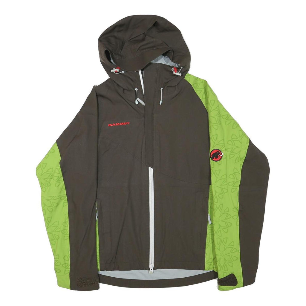 MAMMUT Womens Green & Brown Outdoor Jacket S Polyester Blend Hooded Zip DRYtech