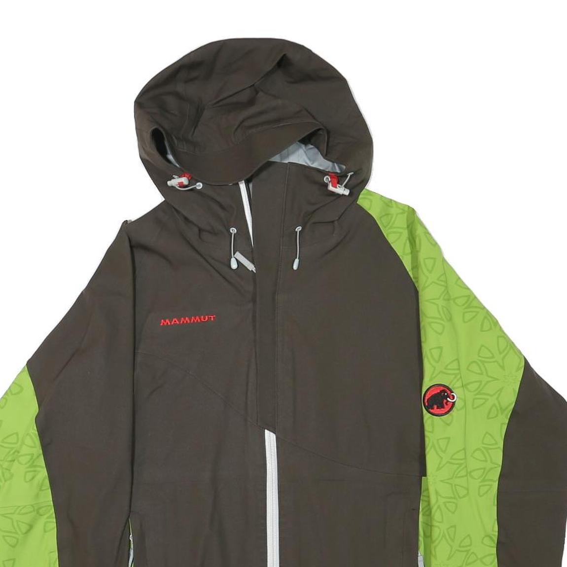MAMMUT Womens Green & Brown Outdoor Jacket S Polyester Blend Hooded Zip DRYtech