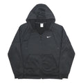 NIKE Mens Black Sports Hoodie Jacket L Polyester Zip Plain Casual Activewear