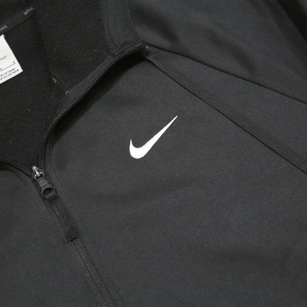 NIKE Mens Black Sports Hoodie Jacket L Polyester Zip Plain Casual Activewear