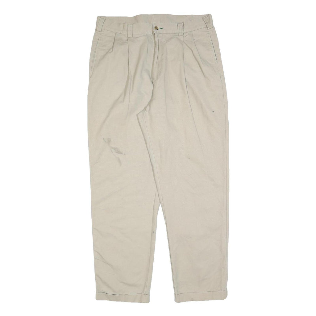 TOMMY HILFIGER Mens Beige Cotton Blend Regular Straight Trousers W36 L30 Classic