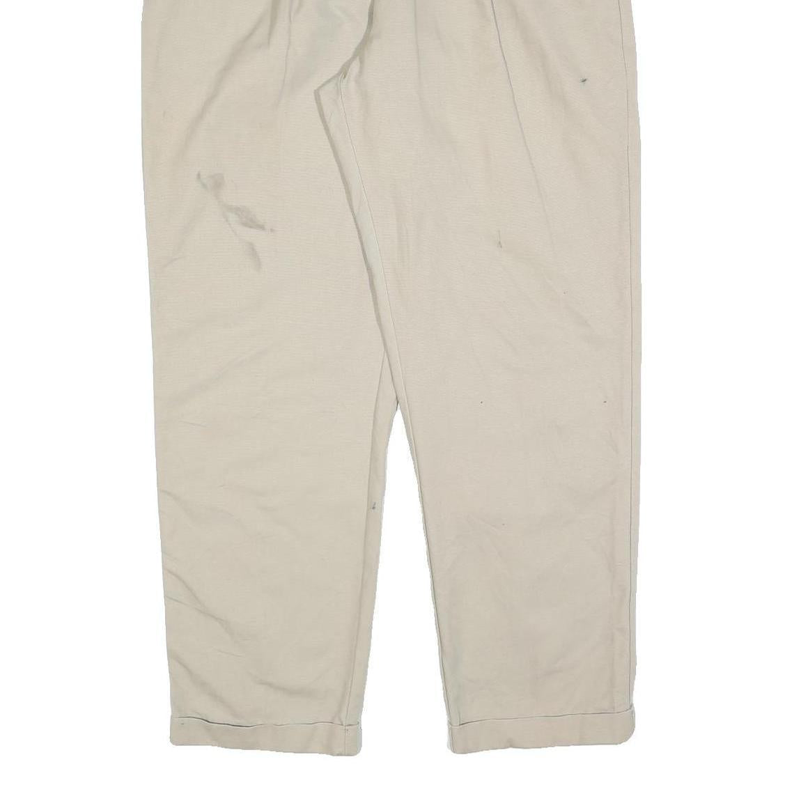 TOMMY HILFIGER Mens Beige Cotton Blend Regular Straight Trousers W36 L30 Classic