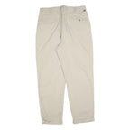 TOMMY HILFIGER Mens Beige Cotton Blend Regular Straight Trousers W36 L30 Classic