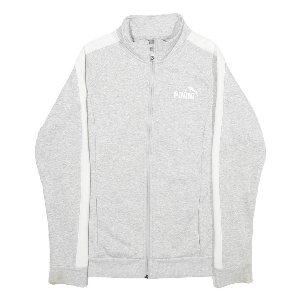 PUMA Mens Grey & White Cotton Blend Zip Jacket S Casual Sportswear Track