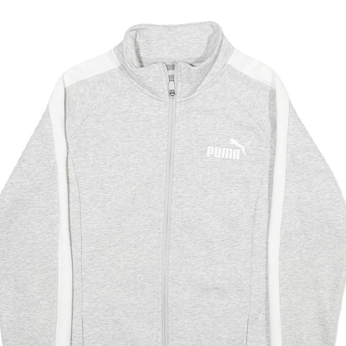 PUMA Mens Grey & White Cotton Blend Zip Jacket S Casual Sportswear Track