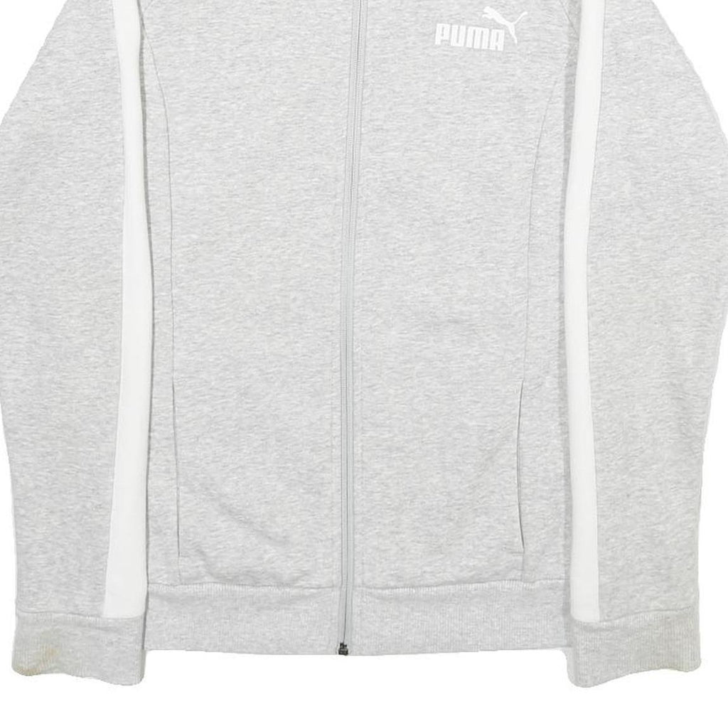 PUMA Mens Grey & White Cotton Blend Zip Jacket S Casual Sportswear Track