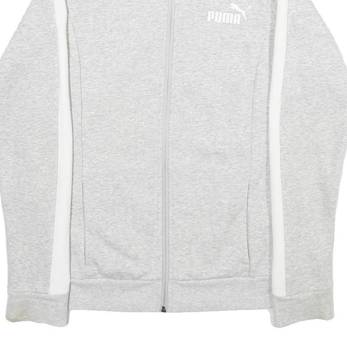 PUMA Mens Grey & White Cotton Blend Zip Jacket S Casual Sportswear Track