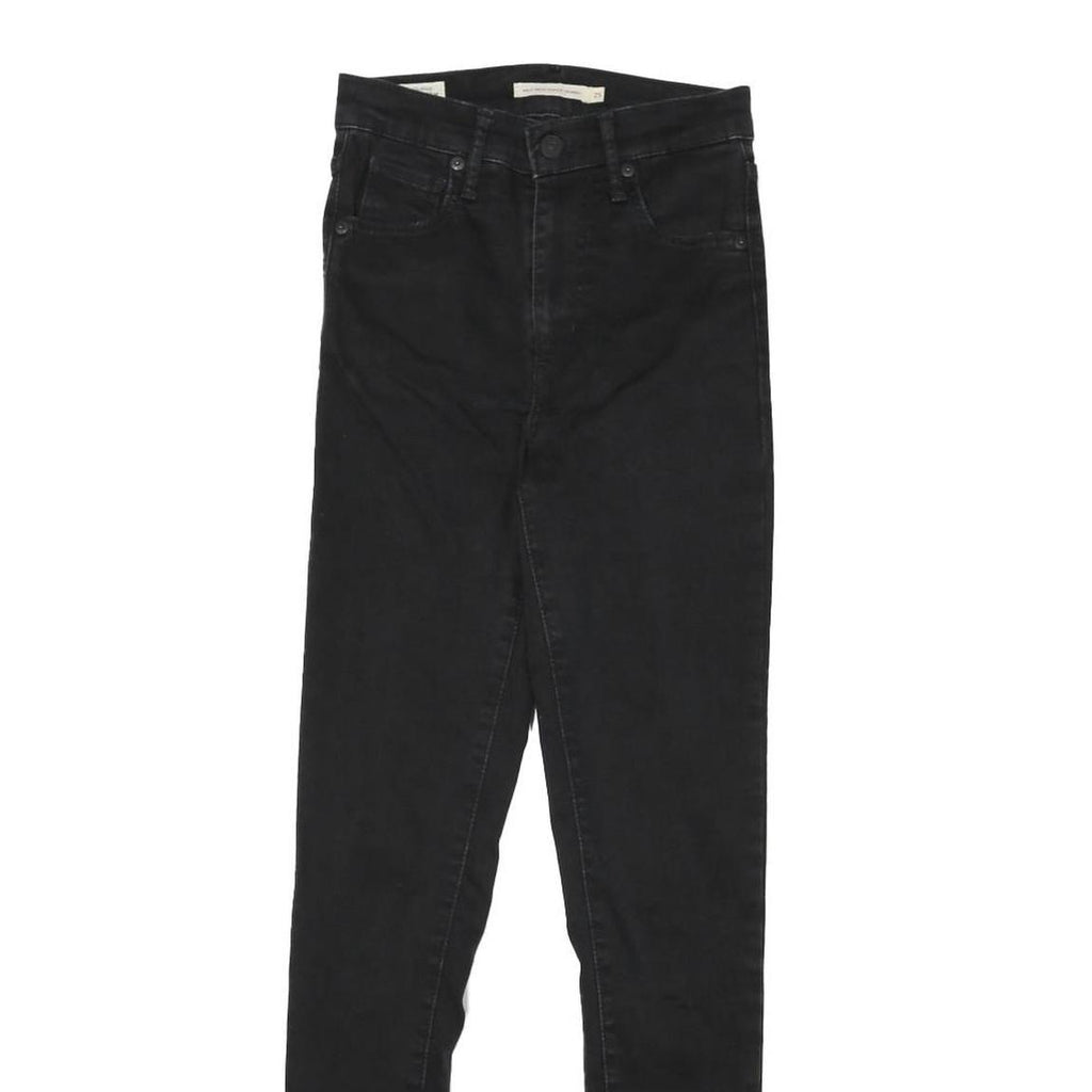 LEVI'S Womens Black Slim Skinny Denim Raw W23 L28 Zip Cotton Blend Jeans
