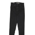 LEVI'S Womens Black Slim Skinny Denim Raw W23 L28 Zip Cotton Blend Jeans