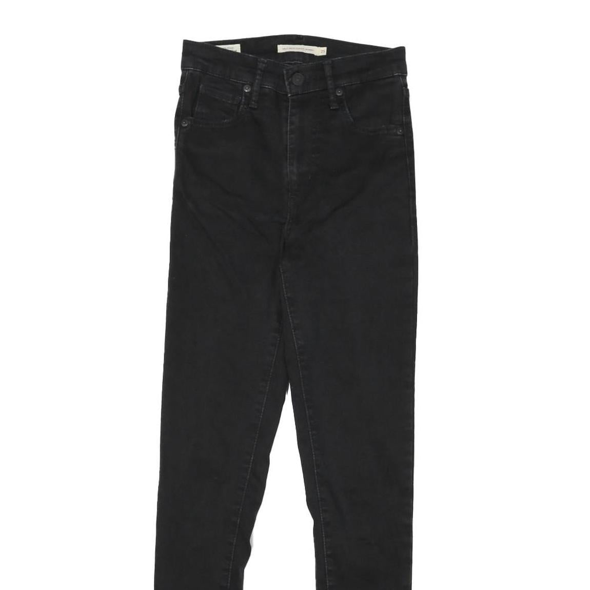 LEVI'S Womens Black Slim Skinny Denim Raw W23 L28 Zip Cotton Blend Jeans