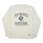 CHAMPION Mens White Pop Warner Super Bowl Graphic Long Sleeve Crew Neck XL