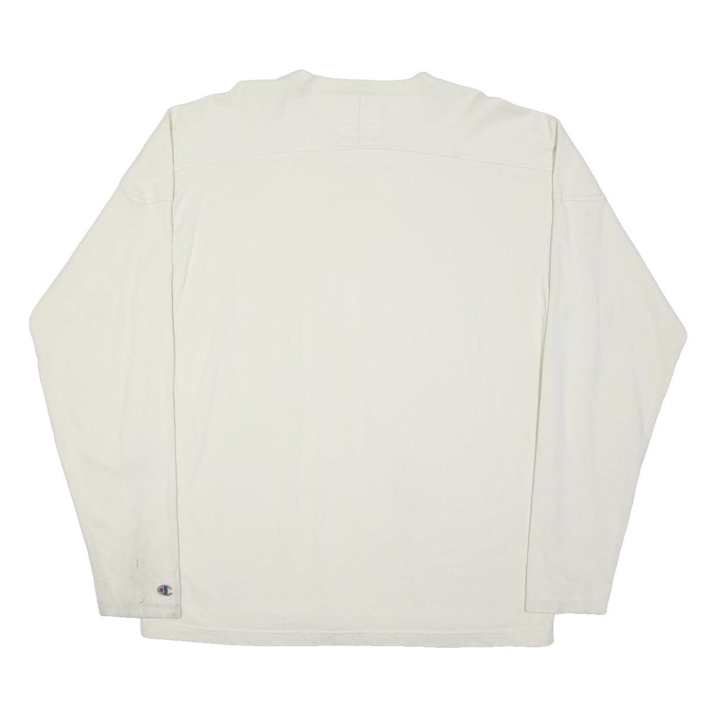CHAMPION Mens White Pop Warner Super Bowl Graphic Long Sleeve Crew Neck XL