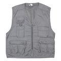 CHALET Mens Grey Utility Jacket L Polyester Blend Plain Zip Pockets Vest Style