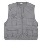 CHALET Mens Grey Utility Jacket L Polyester Blend Plain Zip Pockets Vest Style