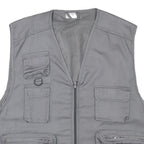 CHALET Mens Grey Utility Jacket L Polyester Blend Plain Zip Pockets Vest Style