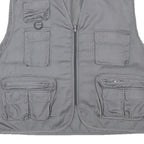 CHALET Mens Grey Utility Jacket L Polyester Blend Plain Zip Pockets Vest Style