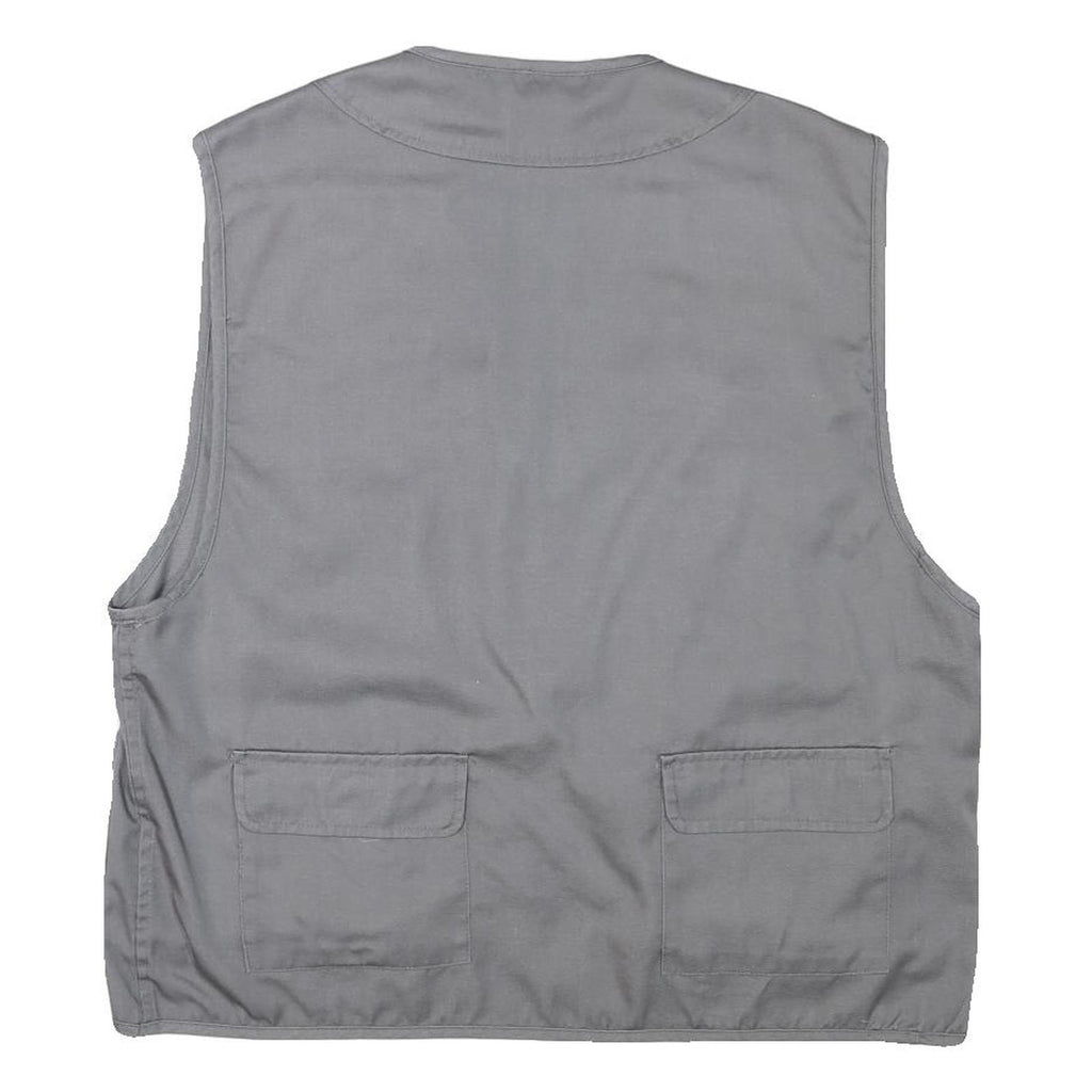 CHALET Mens Grey Utility Jacket L Polyester Blend Plain Zip Pockets Vest Style