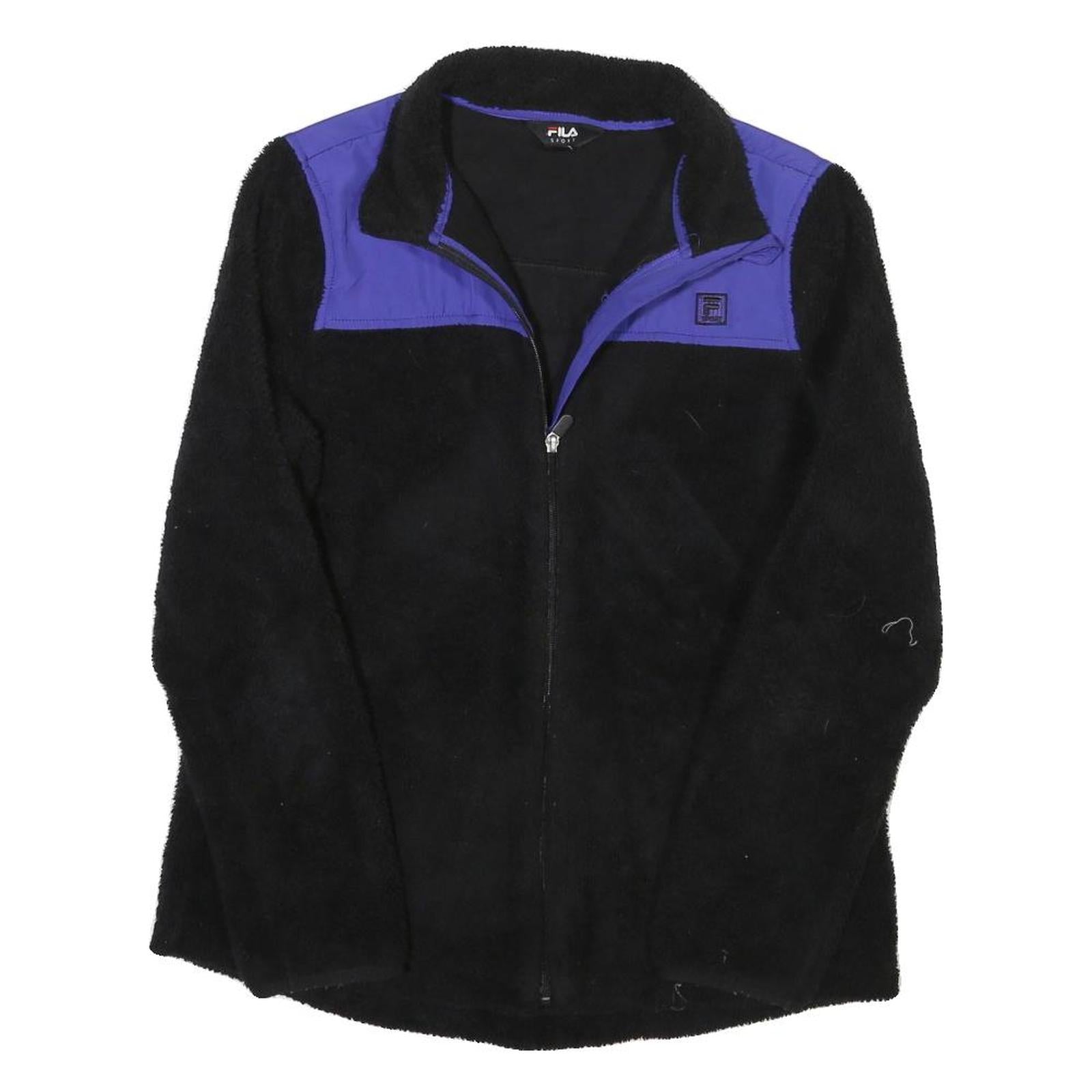 FILA Mens Black & Purple Zip Fleece Jacket L Polyester Blend Casual Outdoor Warm
