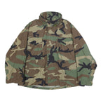 AMERICAN APPAREL Mens Green & Brown Camouflage Cotton Blend Military Jacket L