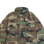 AMERICAN APPAREL Mens Green & Brown Camouflage Cotton Blend Military Jacket L