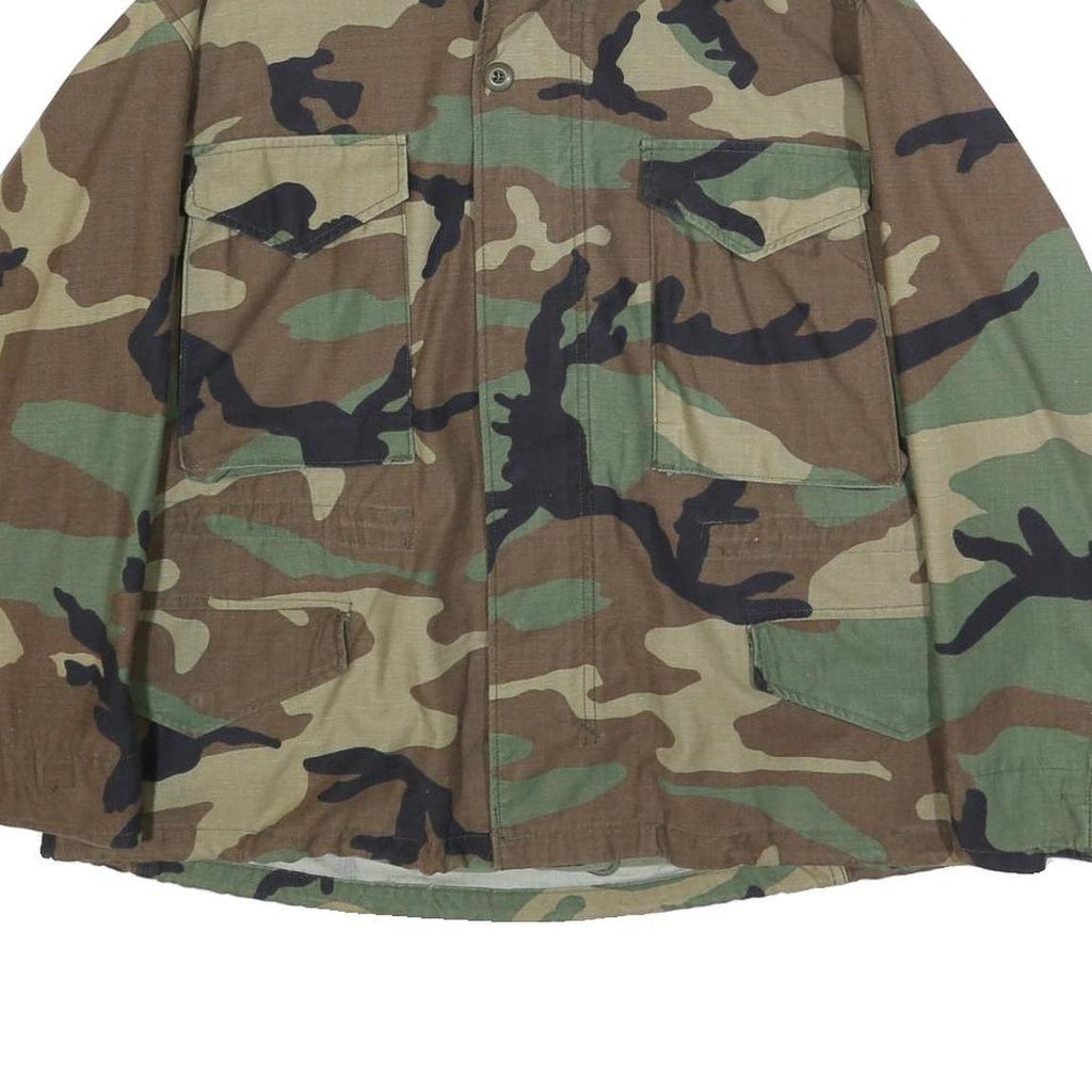 AMERICAN APPAREL Mens Green & Brown Camouflage Cotton Blend Military Jacket L