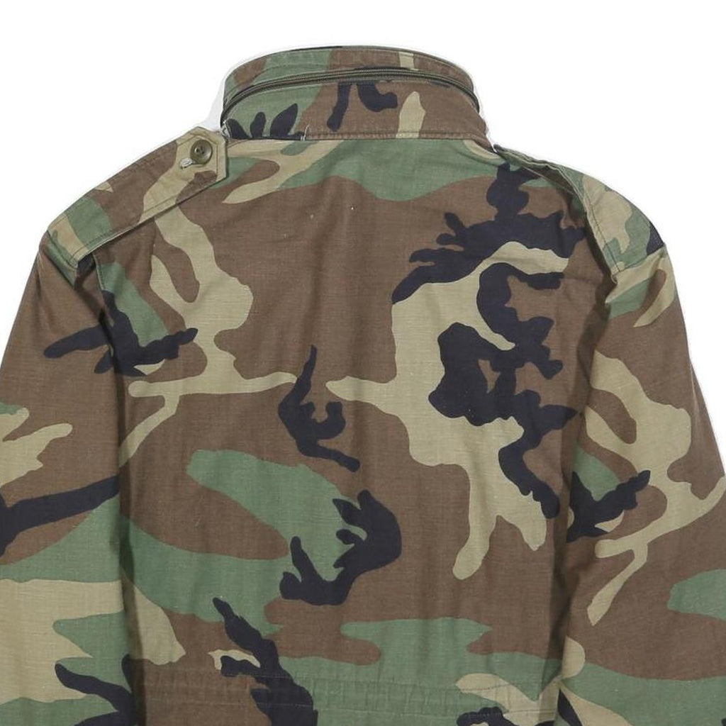 AMERICAN APPAREL Mens Green & Brown Camouflage Cotton Blend Military Jacket L