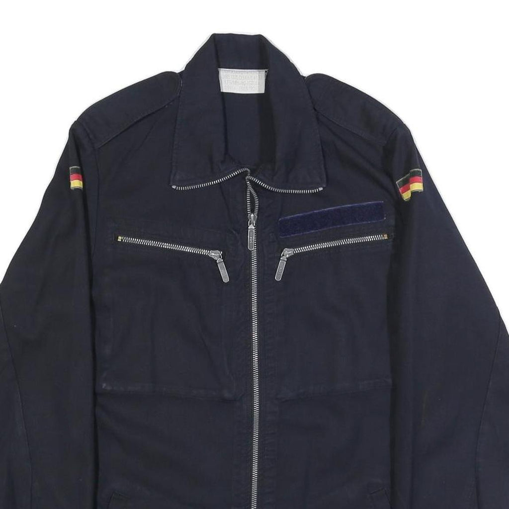 MARQUARDT & SCHULZ Mens Navy Blue Cotton Blend Zip Jacket S Plain Classic Casual