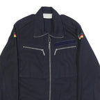 MARQUARDT & SCHULZ Mens Navy Blue Cotton Blend Zip Jacket S Plain Classic Casual