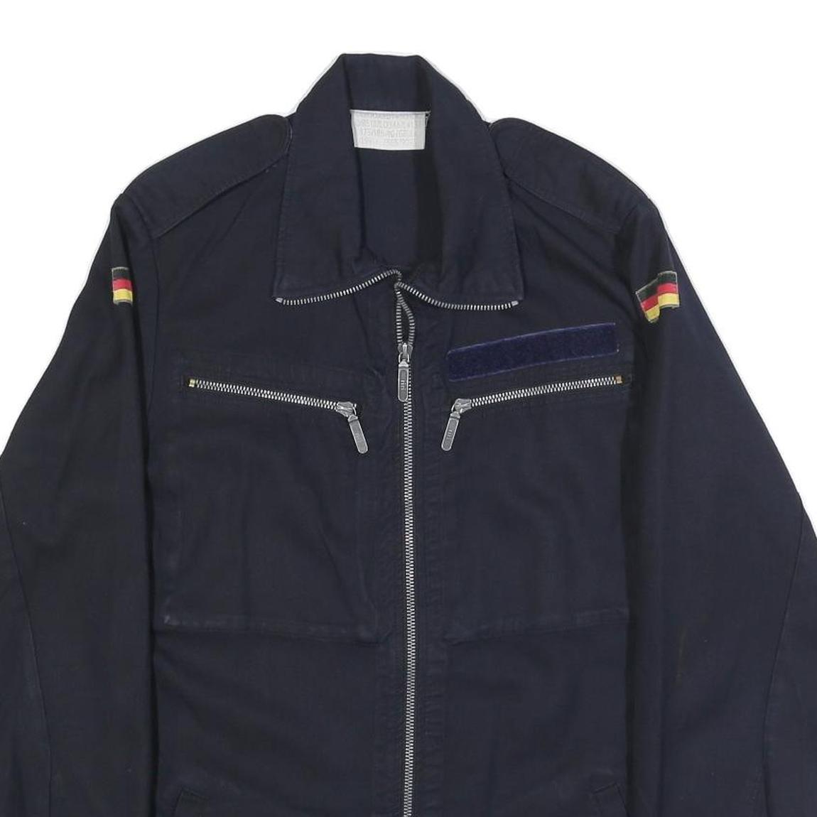 MARQUARDT & SCHULZ Mens Navy Blue Cotton Blend Zip Jacket S Plain Classic Casual