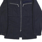 MARQUARDT & SCHULZ Mens Navy Blue Cotton Blend Zip Jacket S Plain Classic Casual