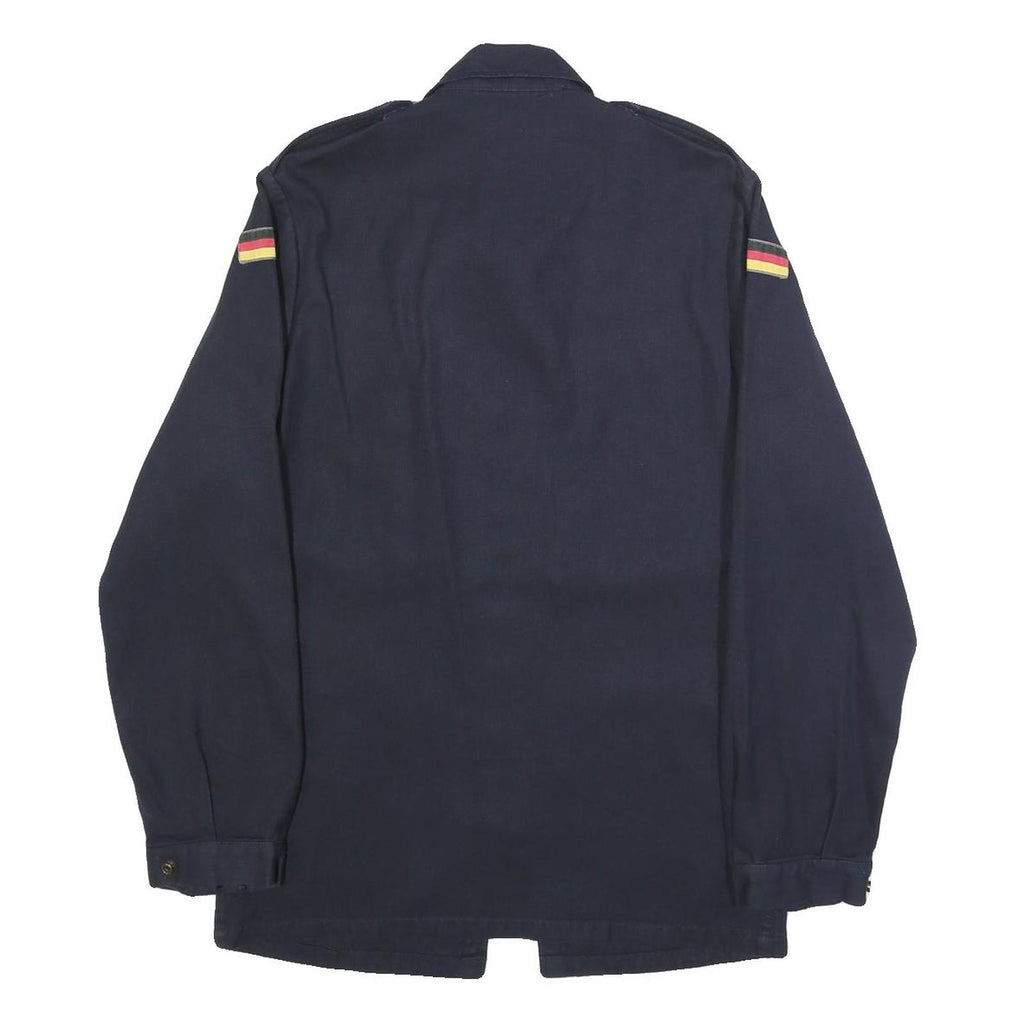 MARQUARDT & SCHULZ Mens Navy Blue Cotton Blend Zip Jacket S Plain Classic Casual