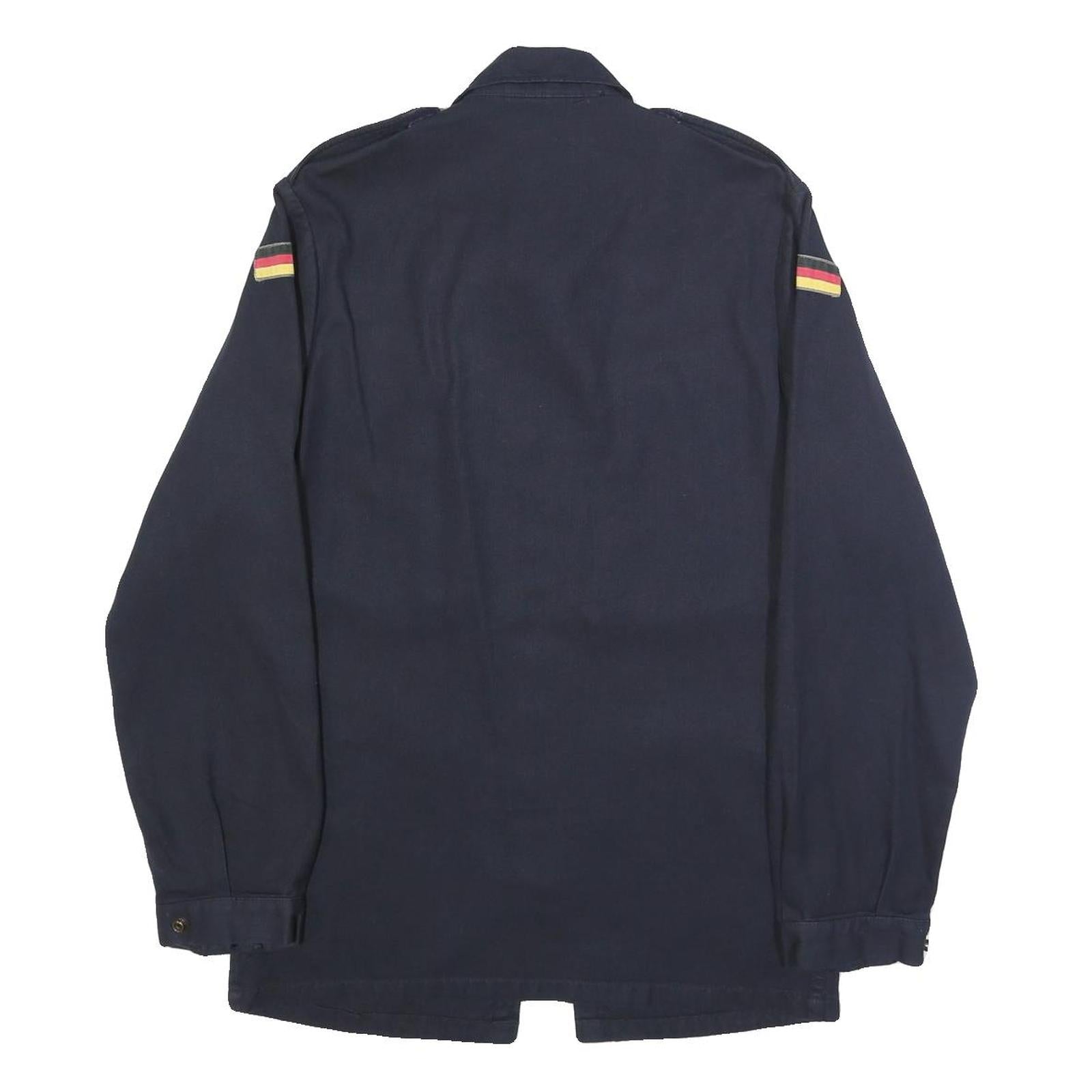 MARQUARDT & SCHULZ Mens Navy Blue Cotton Blend Zip Jacket S Plain Classic Casual