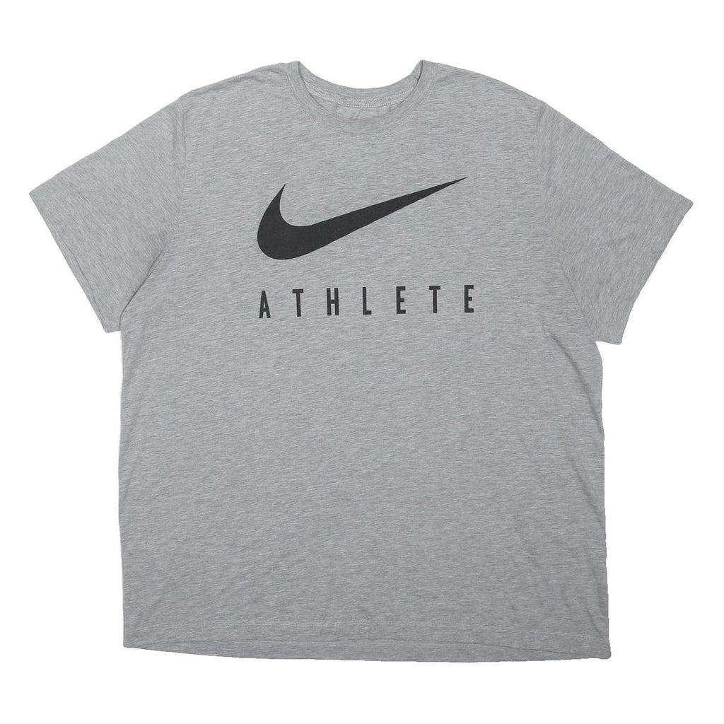 NIKE Mens Grey Cotton Blend Crew Neck 2XL Athlete Logo Casual Sweatshirt