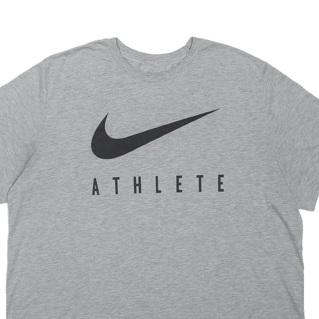 NIKE Mens Grey Cotton Blend Crew Neck 2XL Athlete Logo Casual Sweatshirt