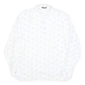 JANTZEN TAILOR Mens White & Light Blue Patterned Cotton Shirt L Button Long