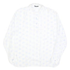JANTZEN TAILOR Mens White & Light Blue Patterned Cotton Shirt L Button Long