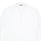 JANTZEN TAILOR Mens White & Light Blue Patterned Cotton Shirt L Button Long