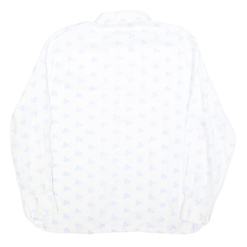 JANTZEN TAILOR Mens White & Light Blue Patterned Cotton Shirt L Button Long