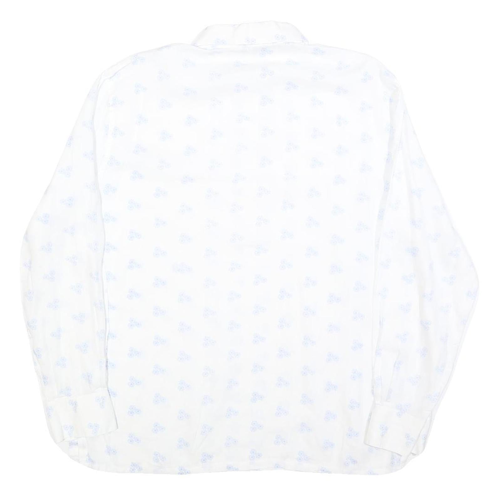 JANTZEN TAILOR Mens White & Light Blue Patterned Cotton Shirt L Button Long