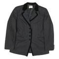 WALKER & JIMMY Womens Black Wool Tailored Jacket S Velvet Trim Button Closure