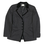 WALKER & JIMMY Womens Black Wool Tailored Jacket S Velvet Trim Button Closure