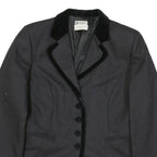 WALKER & JIMMY Womens Black Wool Tailored Jacket S Velvet Trim Button Closure