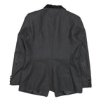 WALKER & JIMMY Womens Black Wool Tailored Jacket S Velvet Trim Button Closure